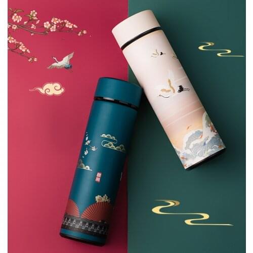 Intelligent Thermos Coffee Bottle Chinese Classical Style LED Touch Display Stainless Steel Thermal Cup Tea Mug Water Bottles