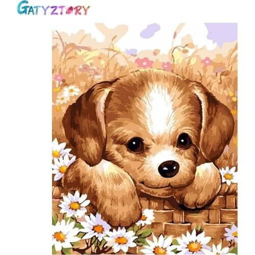 GATYZTORY Paint By Numbers For Adults Children DIY HandPainted Oil Painting Dog Picture Drawing Unique Gift Home Decoration