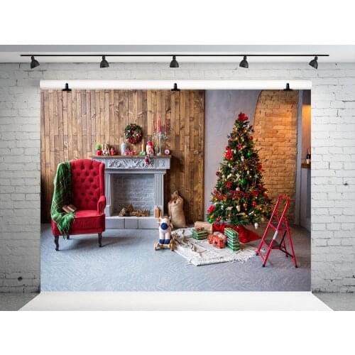 VinylBDS Christmas Backdrops Photography Warmth Indoor Christmas Decorations For Home Wood Wall Backgrounds For Photo Studio