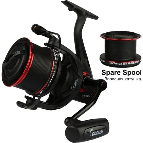 YF 9000 Surf Casting carretes spinning Reel tiro largo Pesca Carrete con un carrete de metal de repuesto Max drag 18 kg