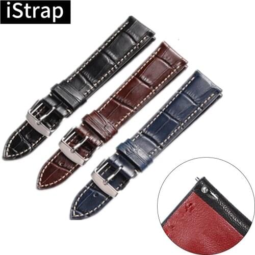 IStrap Leather Watchband 18mm 20mm 22mm 24mm for Samsung Galaxy Watch 42mm 46mm Quick Release Bracelet Band Strap