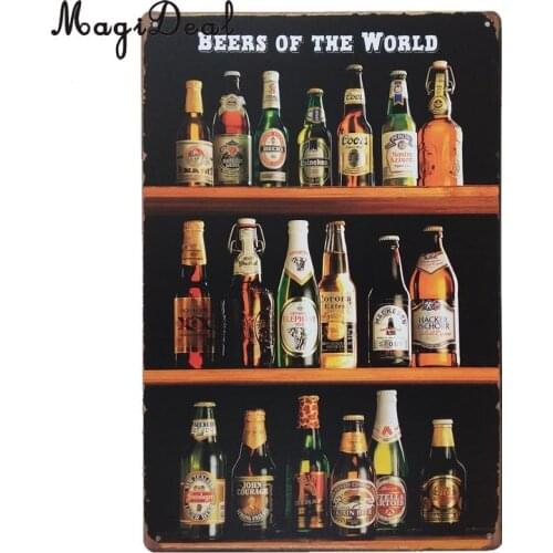 MagiDeal Waterproof Vintage Tin Sign Bar BEER WORLD Home Club Wall Decor Fashionable Design Retro Metal Art Poster Wall Sticker