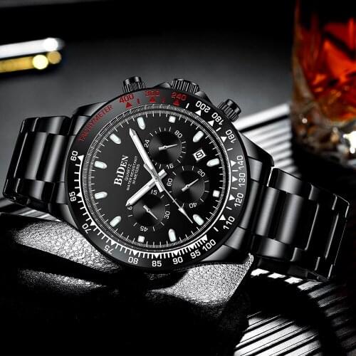 Automatic Date Men Watches Top Business Classic Full Stainless Steel Waterproof Quartz Watch 24 Hours Chronograph Luminous Clock