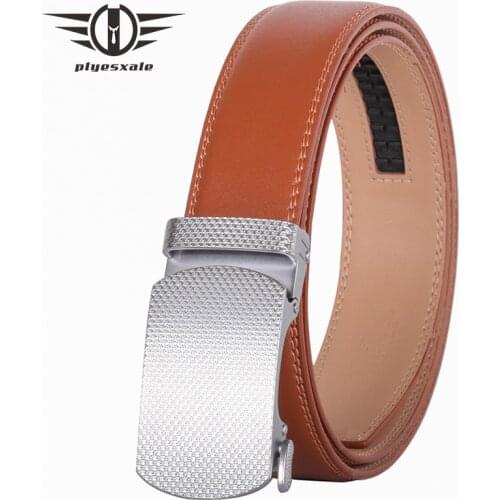 Plyesxale Brand Leather Belt Men 2020 High Quality Brown Mens Leather Belts Luxury Automatic Buckle Formal Ceinture Homme B121