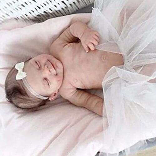 55cm Reborn Girls Soft Body Cute Smiley Newborn Girl Doll Baby Full Silicone 87HD