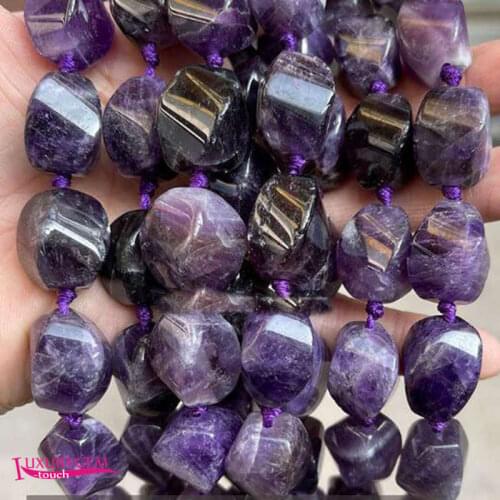 Natural Amethysts Crystals Stone Spacer Loose Beads High Quality 15x20mm Smooth Twisted Shape DIY Gem Jewelry Making a3723