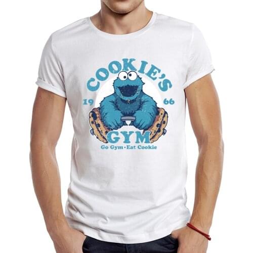 2021 Mens New Funny cookie weightlifting Design Short Sleeve T-Shirt Cool Printed Tops Hipster Tee Shirts