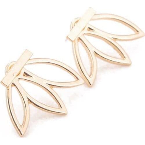 Charming Hollow Sliver Lotus Flower Ear Stud Fashion Leaves Elegant Earrings Punk Plant Jewelry Chic Gifts For Women