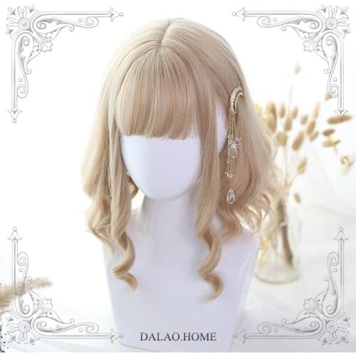 High Quality Harajuku Soft Girl Lolita Short Hair Roman Volume Practice Walnut Wig Costume Party