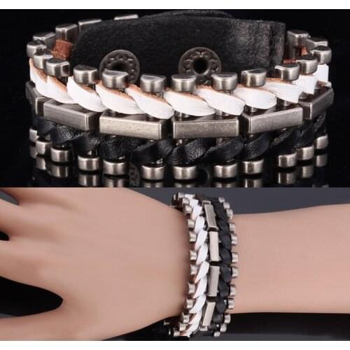 Hot Vintage Bracelet Antique Brass Color Brand Genuine Leather Bracelet 2 sizes adjustable For Men \ Women Jewelry MGC H414