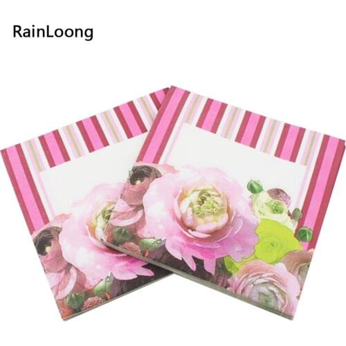 [RainLoong] Floral Paper Napkin Printed Para Festas & Party Supply Decoration Tissue Guardanapo 33*33cm 1 pack (20pcs/pack)