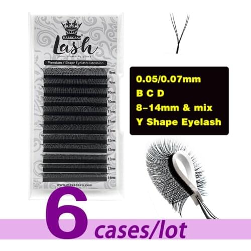 6Cases/Lot 2021 New Style Y-Shaped Faux Mink Hot selling Y Shape Eyelash Extension Matte black Material Super Soft Make Up Lash