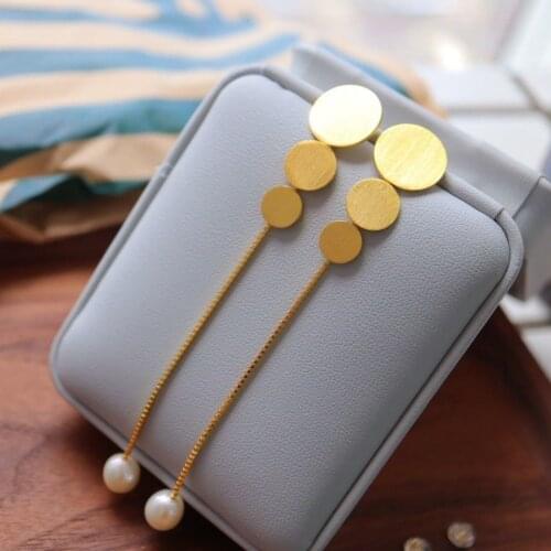 S925 Sterling Silver Pearl Long Stud Earrings Palace Style Vintage Pearl Stud Earrings Special Design Sense Niche Ear Jewelry Wo