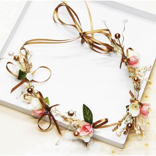 POSH DREAM Flower Headband Flower Girl Hair Ornament Fabric Flower Crown Wedding Hair Accessories Headbands Floral Head Wreath