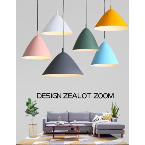 Modern Nordic Macaron Color Aluminum Lampshade Cone Shape Hanging Lamp for LED Bulb Pendant Light For Home Cafe Bar Restaurant