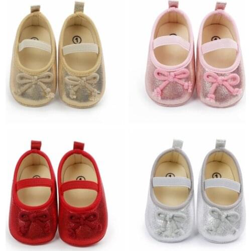 Baby Girl Shoes Newborn Fashion Bowknot PU Princess Shoes Moccasins Solid Soft Infant Prewalker First Walkers 0-18M