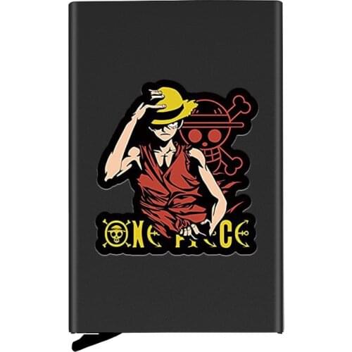 Unique Fashion ONE PIECE Luffy Printing ID Credit Card Holder Mini Rfid Wallet Automatic Pop up Bank Card Case