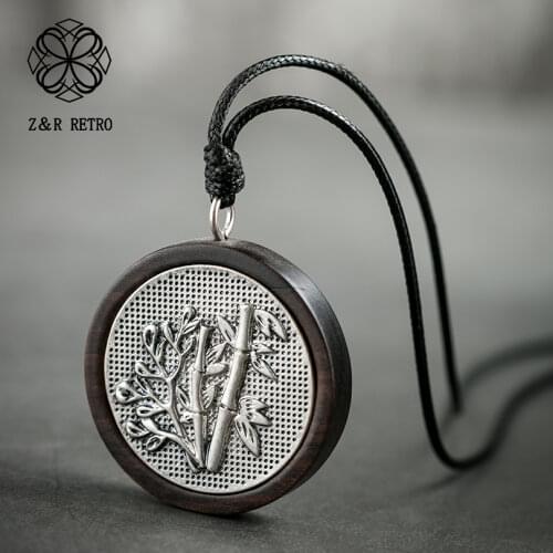 Vintage Jewelry Long Necklace for Women Choker Wooden Bamboo Pendant&Necklaces Handmade Sandalwood Sweater Chain Fashion Pendant