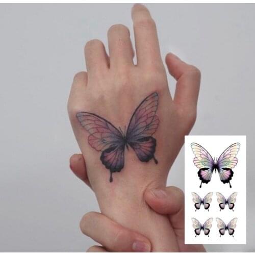 3D Dark Butterfly Temporary Tattoo on Hand Stickers Men and Women Waterproof Long Lasting Sexy Body Art Chest Arm Tattoo Sticker