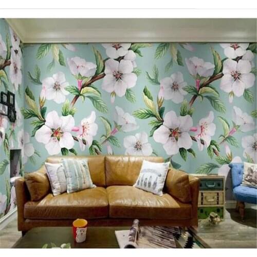 Wellyu Custom wallpaper papel de parede Whole house custom elegant American apricot flower mint green large mural wallpaper