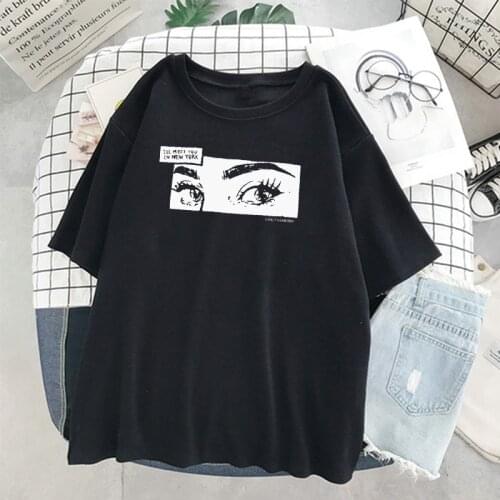I'll meet you in new york letter print T-shirt Y2k Gothic Vintage Tee aesthetic tumblr Women Punk Loose Short sleeve streetwear