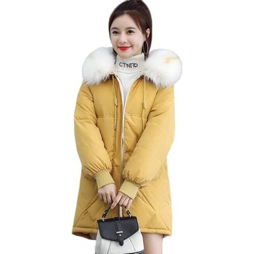 2019 Winter Cotton jacket Women Parkas Thicken Warm Hooded Top Plus size Fashion Students Cotton-padded jacket Long Coats Female