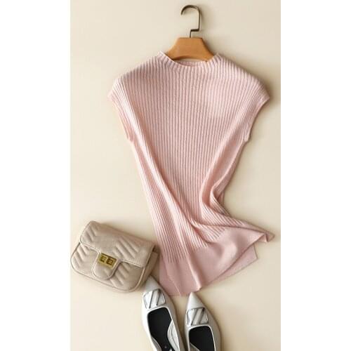 2020 autumn new style 100% cashmere ribbed knitted sweaters women fashion sleeveless soft pullover