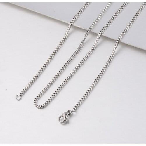 100% Stainless Steel Box Chain Necklace For Jewelry Making Metal Box Chain Choker Wholesale 10pcs