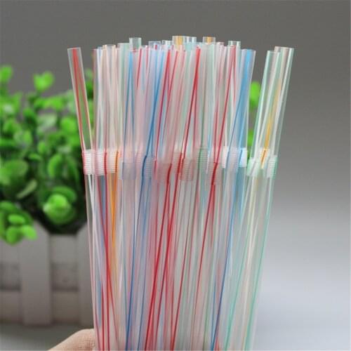 100pcs Plastic Drinking Straws 20cm Long Multi-Colored Elbow Disposable Straws Birthday Party MultiColore Random Color Straw