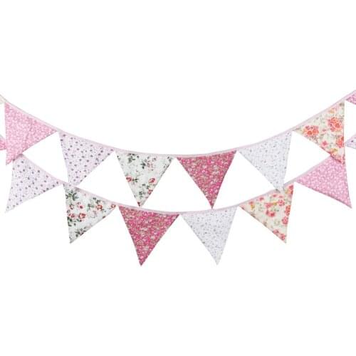 12 Flags 3.2m Pennant Cotton Bunting Banner Flags Party Decorations Kids Garland Children Baby Boy Girl Bunting Room Decoration