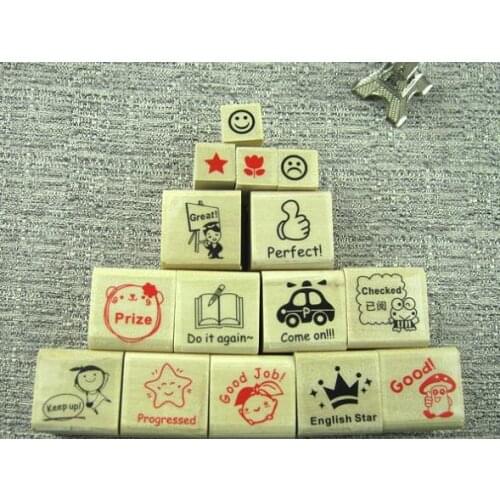 15pcs/set New English teachers comments wooden stamp set/DIY deco stamp/wood gift stamp/Scrabbook decoration High Quality