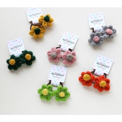 2pcs/lot candy color girl woman hair accessories flower elastic hair rubber band hair tie ring Carton hurt hair rope headwear