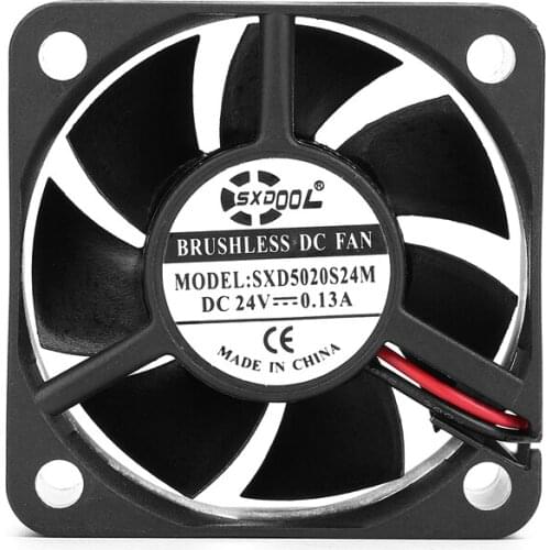 2pcs SXDOOL 50mm 24V 2Pin Sleeve Bearing 50x50x20mm 5CM 5020 server inverter chassis fan PC Case CPU Cooler DC Cooling Fan