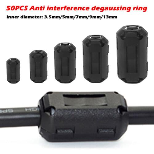 20/30/36/40/50Pcs Ferrite Rings Clip-On Ferrite Ring Core Noise Suppressor For EMI RFI Clip Cable Active Components Filters