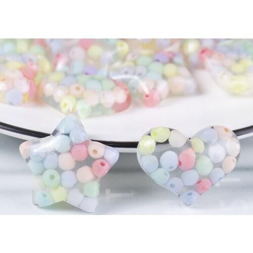 20Pcs Resin Cabochon Transparent Heart Star Beads Filler Flatback Cabochons Fit Phone Decor DIY Scrapbooking Hair Accessories