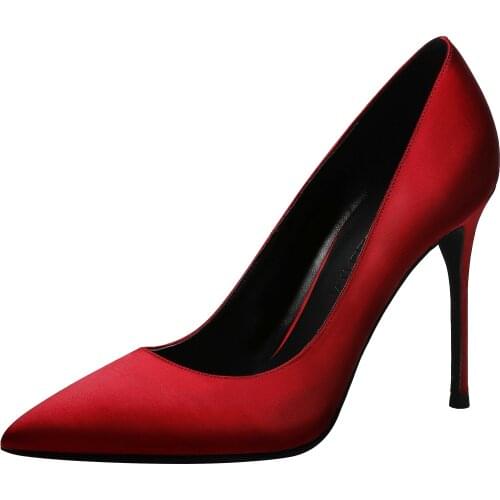 2020 Womens Pointed Toe Office Lady Slik Pumps Small Big Size 33 10 42 Grey Nude High Heels Shoes