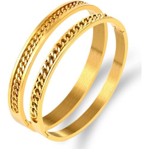 2021 New Arrival Jewelry Titanium Steel Bangle Rose Gold Color Link Chains Bracelets & Bangles Women Jewelry Thin Lover Pulseira