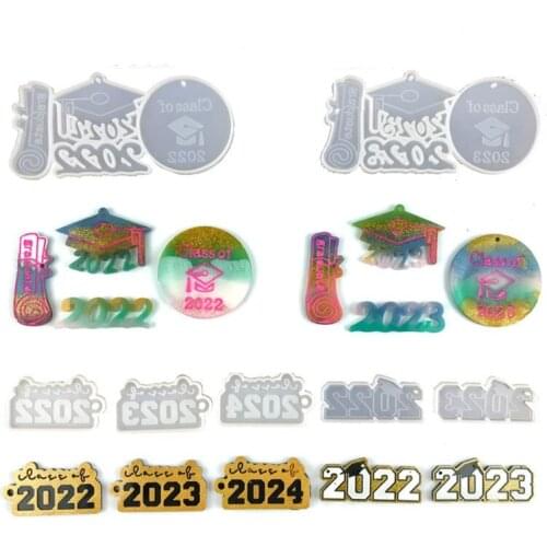 T8DE Keychain Silicone Mold with Holes Keychains for DIY Graduation Season Hat Present Mould Topper Decoration Handmade Mold