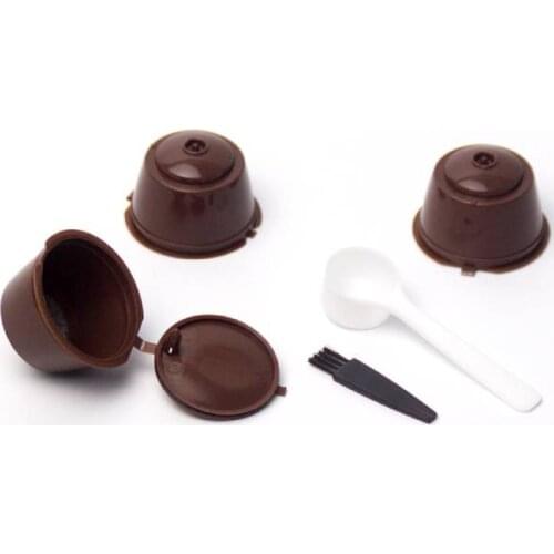 3Pcs fit for Dolce Gusto Coffee Filter Cup Reusable Coffee Capsule Filters For Nespresso,With Spoon Brush Kitchen Accessories