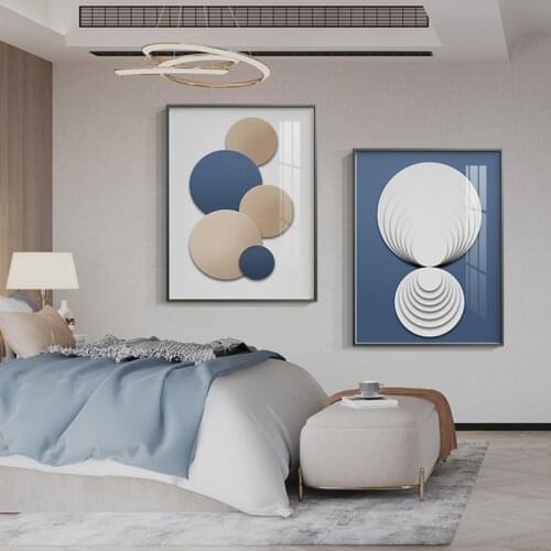 Abstract Blue White Canvas Painting Posters and Prints Nordic Geometric Wall Art Bedroom Living Room Home Decoration Pictures