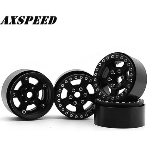 AXSPEED 1.9inch RC Beadlock Wheels Rims Alloy Metal Wheels Hubs for 1:10 Axial SCX10 CC01 F350 D90 90034 RC Rock Crawler