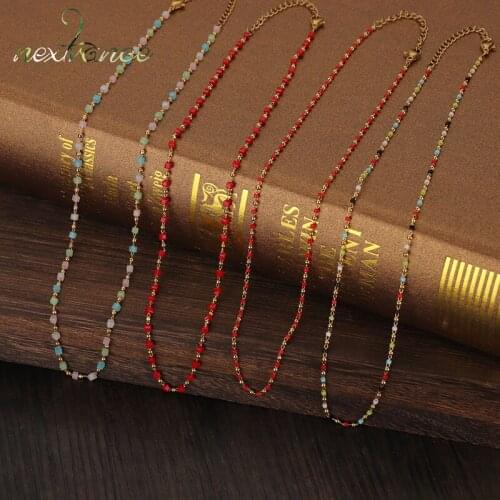 Nextvance Stainless Steel Womens Neck Chain Handmade Rice Bead Necklace For Women Baby Couple Anime Birthday Jewelry Gift