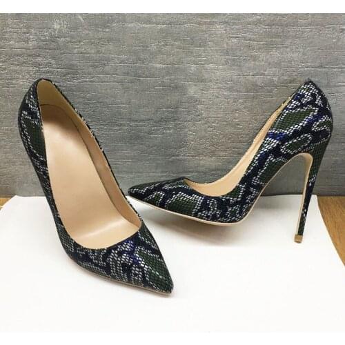 Black 12cm high heels snake pattern shoes patent exclusive brand PU leather 10cm high sexy shoes YG035 CHENSIR9