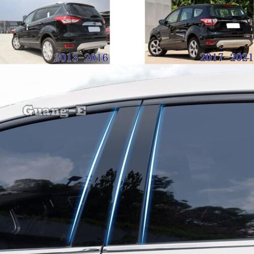 For Ford Kuga Escape 2013-2021 Car PC Material Pillar Post Cover Door Trim Window Piano Black Molding Sticker Plate 6pcs