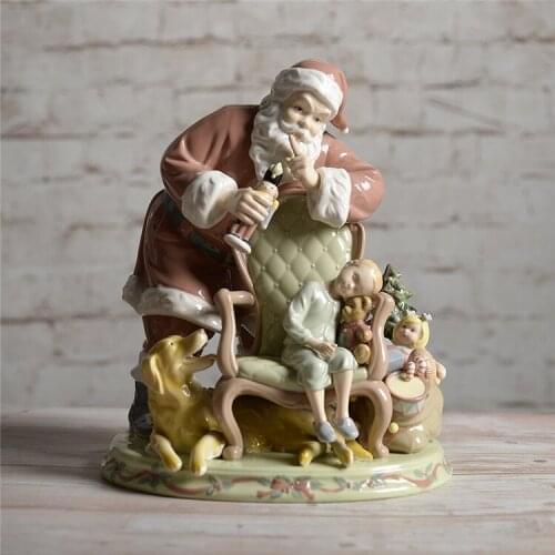 LLADRO ORIGINAL SINGLE HAND PAINTED PORCELAIN FIGURES SANTA CLAUS AND BOY SPAIN ELEGANT CERAMIC DECORATION CHRISTMAS GIFT
