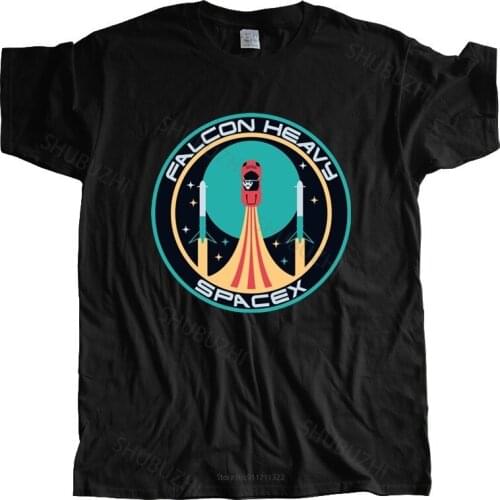 Cotton Tshirt mens summer Tops Heavy Falcon Space X Patch T-Shirt Elon Musk Spacex Man Brand T-shirt Bigger size