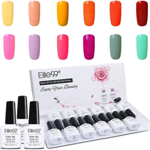 Elite99 12Pcs Macaron Series Gel Polish UV LED Soak Off Nail Varnish Primer Salon Manicure Pedicure 10ml