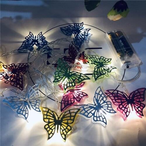 2.5m 10leds LED Christmas Wrought Iron Color Butterfly Fairy Light String Xmas Decoration for Home holiday Garland Bedroom Decor