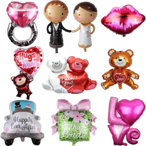 Love Letter Diamond Ring Foil Balloons Lips Balloon Wedding Anniversary Valentines Day Party Decorations Supplie Helium Globos