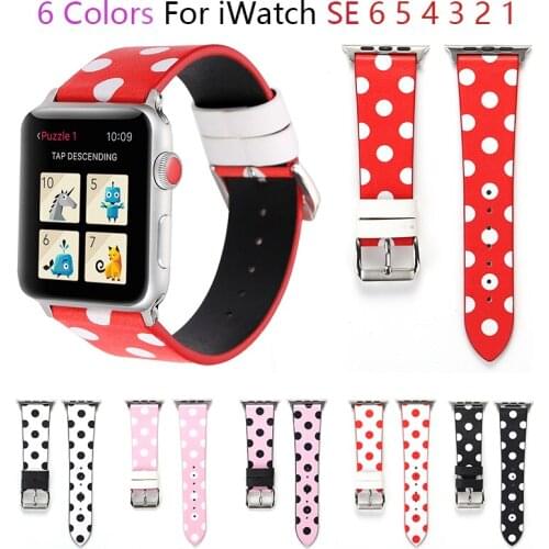 Spot leather watchband for apple watch band SE 6 5 40mm 44mm Womens belt bracelet bands for iWatch Strap series 4 3 2 38mm 42mm